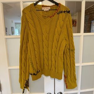 Marni Cable Knit V-Neck Sweater